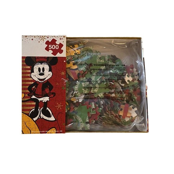 Disney Store New In Box Deluxe 500 Piece Mickey Minnie Pluto Holiday Puzzle - Picture 11 of 11